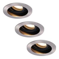 Set van 3 Mesa LED inbouwspots - GU10 4 Watt 345 lumen - 2700K Warm wit - Dimbaar - verzonken - Rond - Kantelbaar - IP20 Voor binnen - RVS
