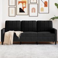 Driezitsbank 180 cm fluweel zwart - thumbnail