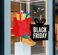 met zak en schoentje black friday sticker