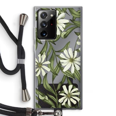Wit bloemenpatroon: Samsung Galaxy Note 20 Ultra / Note 20 Ultra 5G Transparant Hoesje met koord