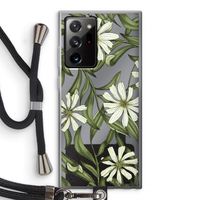 Wit bloemenpatroon: Samsung Galaxy Note 20 Ultra / Note 20 Ultra 5G Transparant Hoesje met koord