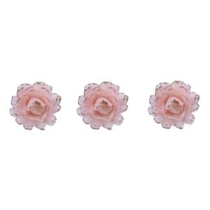 6x stuks decoratie bloemen lichtroze met veertjes op clip 11 cm