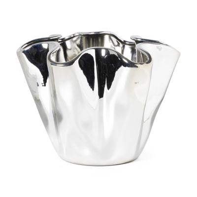 Vaas golf - zilverkleurig - 24x22x17.7 cm