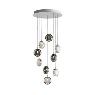 Bomma Lens 9 pcs Hanglamp - 4x Gerookt 5x Wit glas Bomma Lens 9 pcs Hanglamp - 4x Gerookt 5x Wit glas