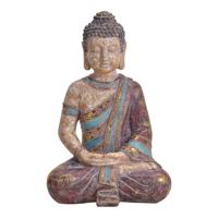 Buddha van poly in veelkleurig, goud glitter (B/H/D) 25x38x19cm