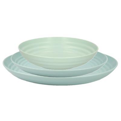 Plasticforte camping borden set - groen - kunststof - 3 soorten - 18x stuks - onbreekbaar servies