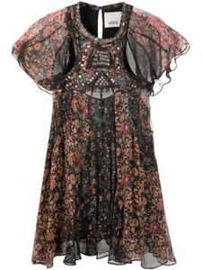 ISABEL MARANT robe courte en chiffon à fleurs - Noir