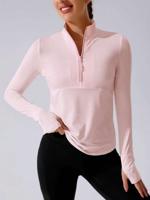 Black Half-Zip Running Sweatshirt with Thumb Holes - Sportswear Pink / S