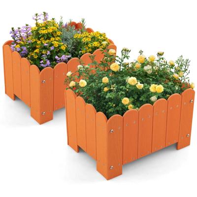 2 Stuks Plantenbak Weerbestendig HDPE Tuinbloembak Rechthoekig met Afvoergaten Plantenbak Bloembak 45 x 32 x 30 cm (Oranje)