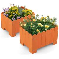 2 Stuks Plantenbak Weerbestendig HDPE Tuinbloembak Rechthoekig met Afvoergaten Plantenbak Bloembak 45 x 32 x 30 cm (Oranje)