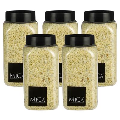Mica Decorations decoratie stenen/granulaat - 5x - 650ml - geel - hobby steentjes