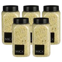 Mica Decorations decoratie stenen/granulaat - 5x - 650ml - geel - hobby steentjes