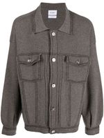 Barrie contrast-stitching denim-effect shirt jacket - Marron