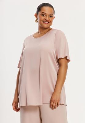 Yoek Top POWDER SATIN | Licht Bruin | Maat 50/52