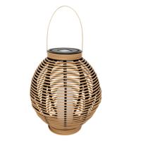 Atmosphera Solar tuin lantaarn - naturel rotan - 38 x 43 cm - buiten/binnen - Led kaars licht