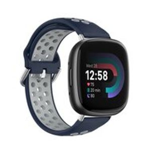 Fitbit Versa 3 & 4 / Sense 1 & 2 - Sport editie - Large - Donkerblauw + grijs