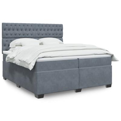 Boxspring met matras fluweel donkergrijs 200x200 cm