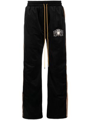 RHUDE pantalon de jogging en velours à broderies - Noir
