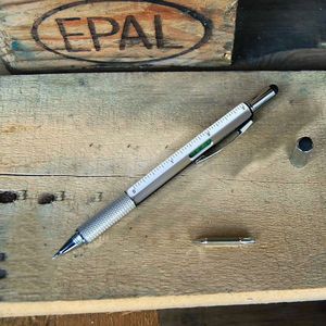 6-in-1 Multitool Pen - Zilver - Liniaal - Waterpas - Kruiskop en Plattekop Schroevendraaier - Gereedschapspen - Handy Pen