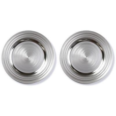8x Diner/kerstdiner borden/onderborden zilver 33 cm rond