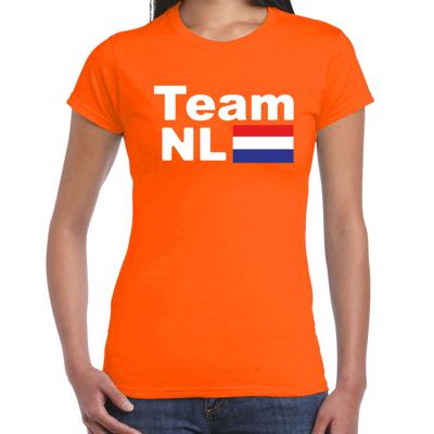 EK / WK supporter T-shirt dames - oranje - Team NL - Holland vlag - voetbal supporter