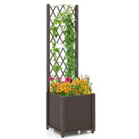 Verhoogde Tuinbak met Schutting Plantenbak voor Klimplanten Bloemen Groenten Staande Verticale Kweekbak 40 x 40 x 135 cm
