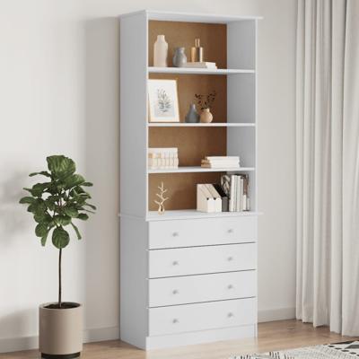 Boekenkast met lades ALTA 77x35x186,5 cm massief grenenhout wit