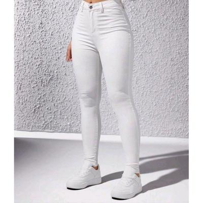 Bon&Bon Women's Skinny White Denim Jeans - Casual Stretch Fit Pants Wit / 34 (XS)