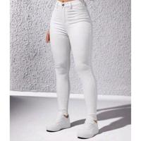 Bon&Bon Women's Skinny White Denim Jeans - Casual Stretch Fit Pants Wit / 34 (XS)