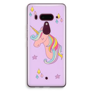 Roze eenhoorn: HTC U12+ Transparant Hoesje