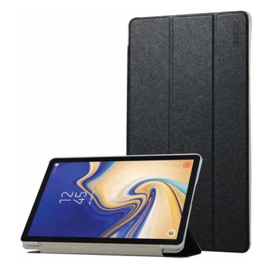 ENKAY zijde textuur horizontaal flip PU lederen Case voor Galaxy Tab S4 10.5 / T835, met drie-vouwen houder & slaap / Wake-up functie (zwart)