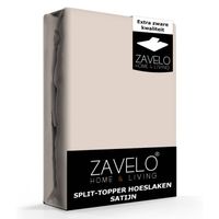 Zavelo Splittopper Hoeslaken Satijn Taupe-Lits-jumeaux (160x200 cm) - thumbnail