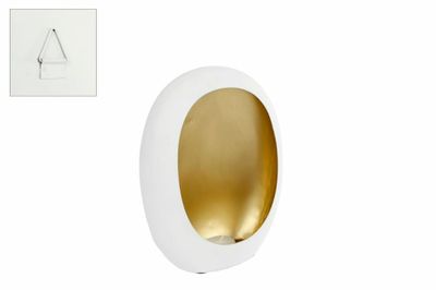 Windlicht Pim L wit-goud metaal 18x11x26cm