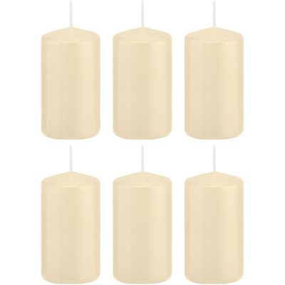 6x Cremewitte cilinderkaarsen/stompkaarsen 6x12 cm 40 branduren