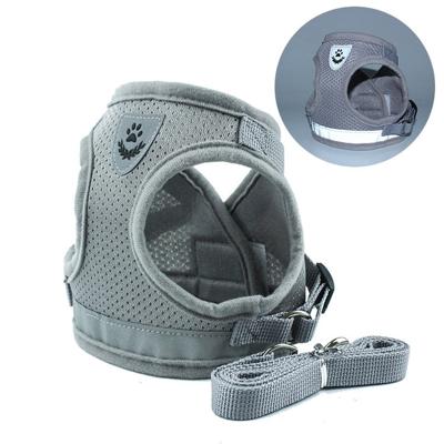 Verstelbare polyester mesh reflecterende vest lood leiband voor huisdier hond grootte: L (grijs)