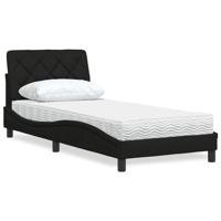 Bed met matras stof zwart 90x200 cm