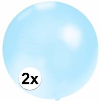 2x Feest mega ballonnen baby blauw 60 cm   - - thumbnail