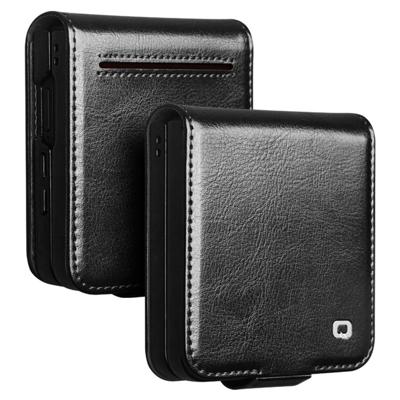 Qialino Samsung Galaxy Z Flip 7 hoesje - Leren Flipcase - Zwart