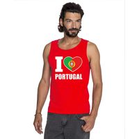 Rood I love Portugal fan singlet shirt/ tanktop heren - thumbnail