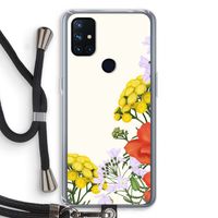 Wilde bloemen: OnePlus Nord N10 5G Transparant Hoesje met koord