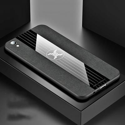 Voor OPPO R9 XINLI stiksels doek Textue schokbestendige TPU beschermhoes (zwart)