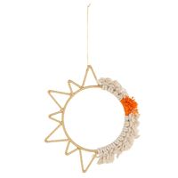 Handgemaakte Macramé Hanger - Katoen & Goudkleurig Lurex Textielvezel - Gouden Zon (21 cm)