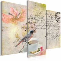 Schilderij - Briefkaart uit het verleden, 3 luik, Multikleur, 2 maten, Premium print