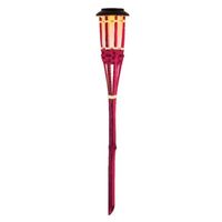 1x Roze buiten/tuin Led fakkel Bodi solar verlichting 54 cm vlam   -