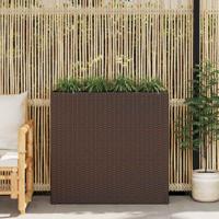 Plantenbak verhoogd met 4 potten poly rattan bruin