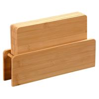 Broodplankjes met houder - set 5x stuks - bamboe hout - 24 x 15 cm - thumbnail