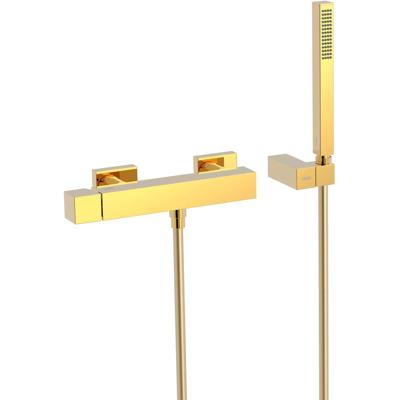Douchekraan Tres Cuadro | Opbouw | Mengkraan | 1-weg | hoh 15 cm | 1-knop | Vierkant | 24k Goud glans