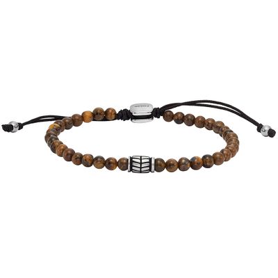Fossil JF04413040 Armband Beads staal-edelsteen zilverkleurig-bruin 4 mm max. 25 cm