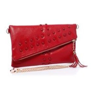 Rode leren clutch Monique