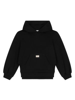 Dolce & Gabbana Kids hoodie zippé à plaque logo - Noir